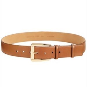 Michael Kors tan genuine leather gold buckle belt